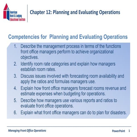 Chapter 12: Planning and Evaluating Operations