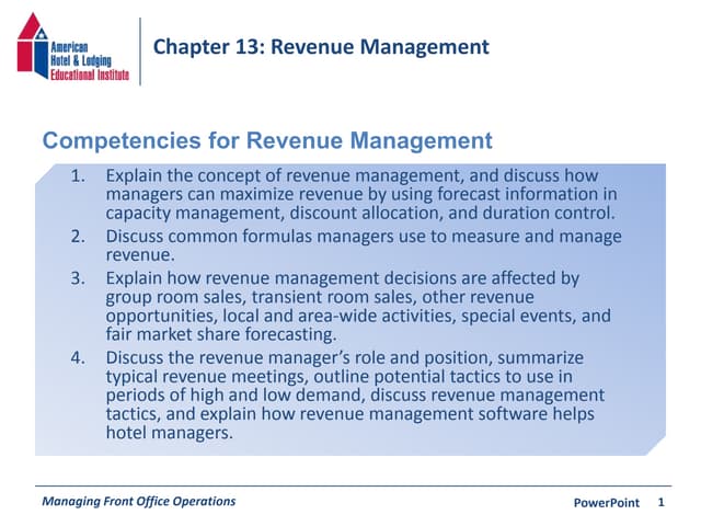 Chapter 13: Revenue Management