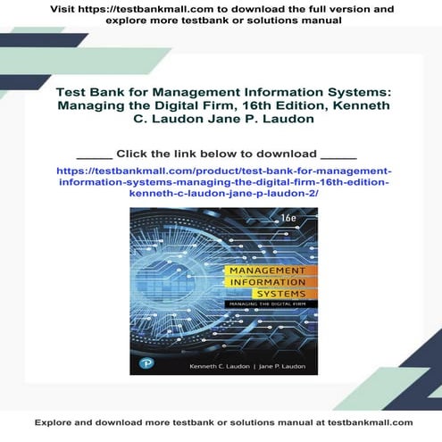 Test Bank for Management Information Systems: Managing the Digital Firm ...