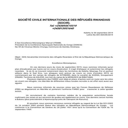 lettre de Socir à la CENCO | PDF