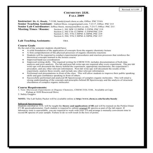 333 L Syllabus Fall 2009