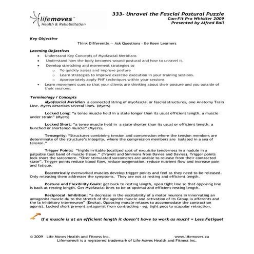 333 Unravel The Fascial Postural Puzzle - Handout