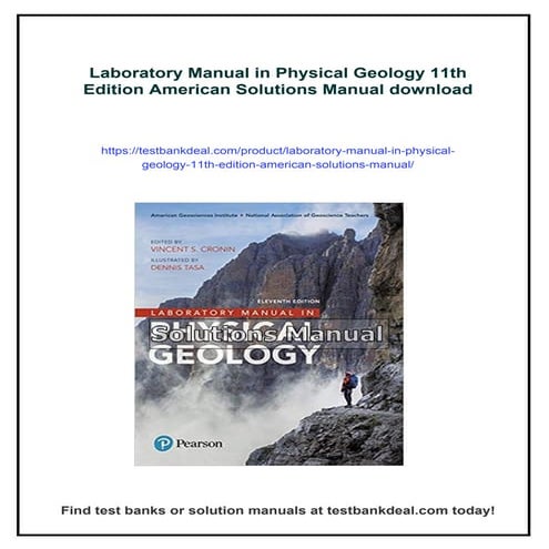 Laboratory Manual in Physical Geology 11th Edition American Solutions Manual