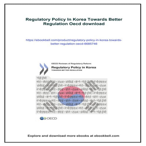 Regulatory Policy In Korea Towards Better Regulation Oecd