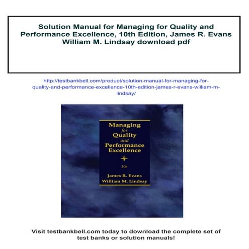 Solution Manual for Managing for Quality and Performance Excellence ...