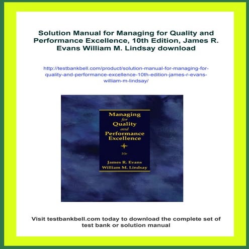Solution Manual for Managing for Quality and Performance Excellence ...