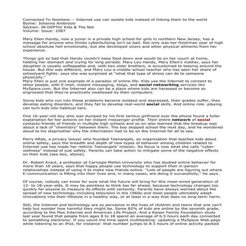 ArticleConnected To Nowhere