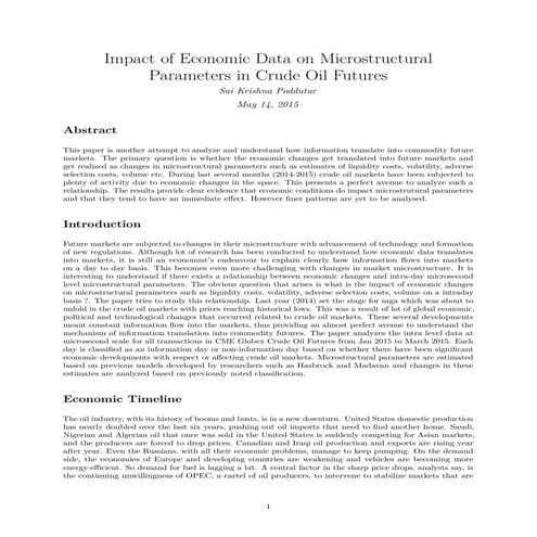 Changes in Oil Price and Economic Impacts | PDF