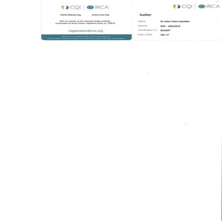 IRCA EMS Auditor IRCA Card_6033657 | PDF