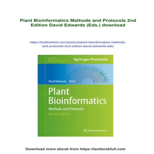 Plant Bioinformatics Methods and Protocols 2nd Edition David Edwards (Eds.)