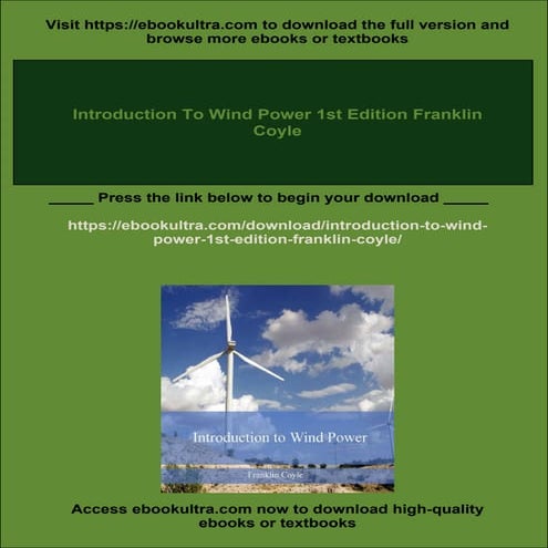 Introduction To Wind Power 1st Edition Franklin Coyle