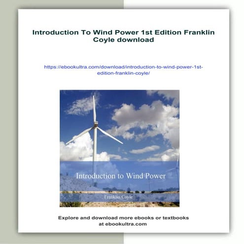 Introduction To Wind Power 1st Edition Franklin Coyle