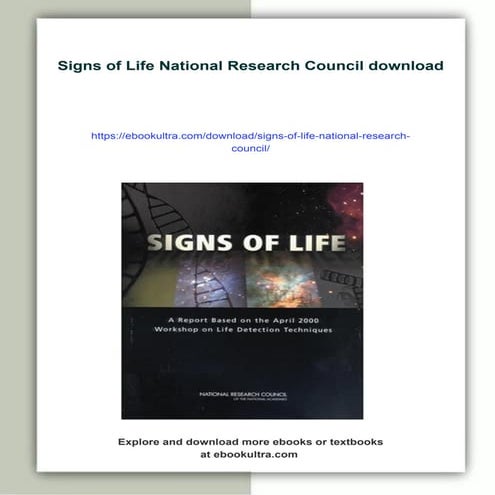 Download full ebook of Signs of Life National Research Council instant downlo...