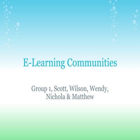 E-Learning Communities