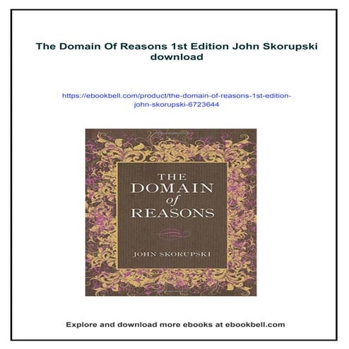 The Domain Of Reasons 1st Edition John Skorupski