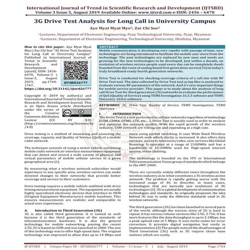 3G Drive Test Analysis for Long Call in University Campus