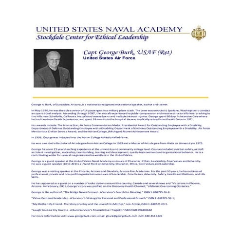 George Burk, Captain Usaf(ret) presentations