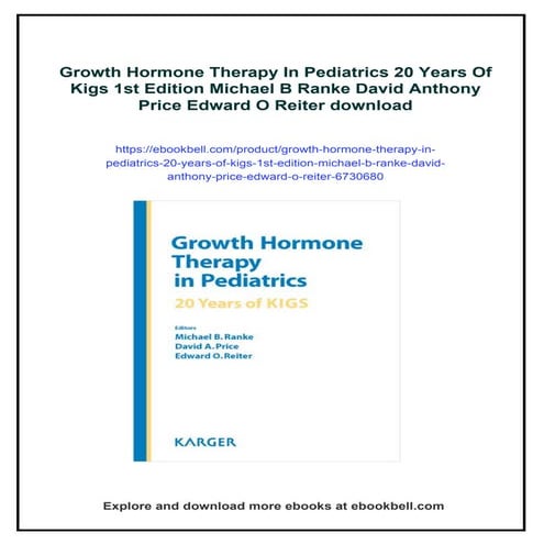 Growth Hormone Therapy In Pediatrics 20 Years Of Kigs 1st Edition ...