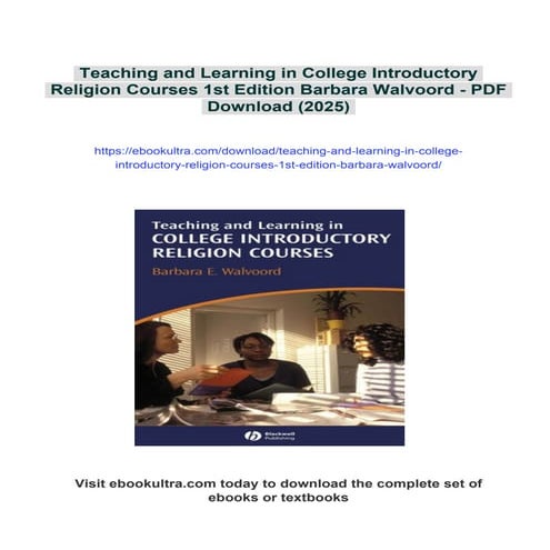 Teaching and Learning in College Introductory Religion Courses 1st Edition Ba...