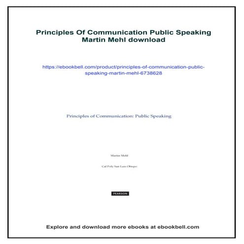 Principles Of Communication Public Speaking Martin Mehl