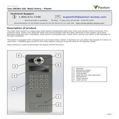 Paxton Access 337-837-US Instruction Manual | PDF