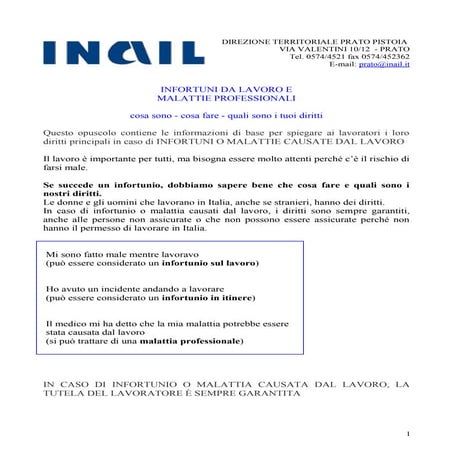 337 inail infortuni sul lavoro ucm 143798 | PDF
