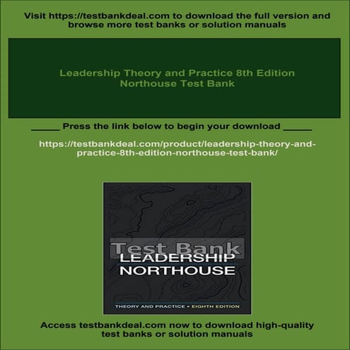 Leadership Theory and Practice 8th Edition Northouse Test Bank | PDF