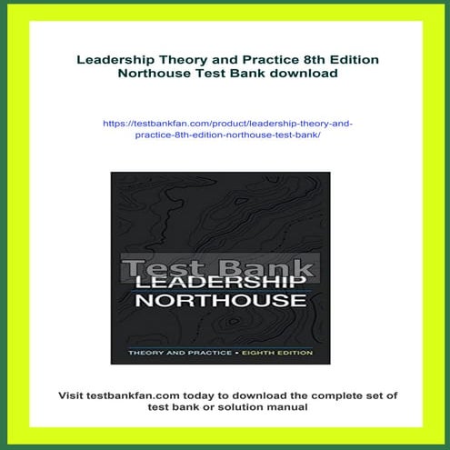 Leadership Theory and Practice 8th Edition Northouse Test Bank | PDF
