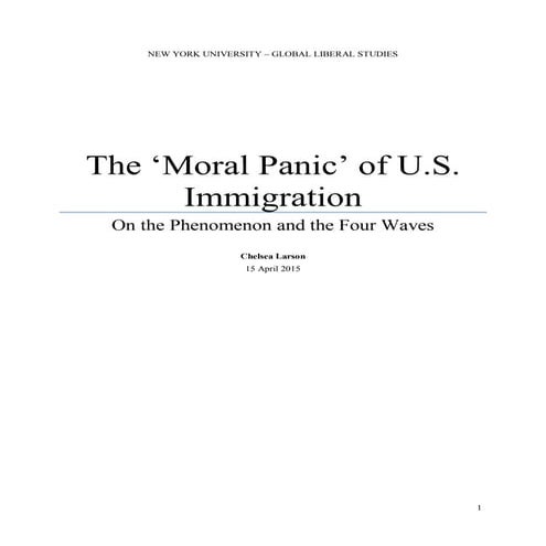Undergraduate Thesis: The 'Moral Panic' of U.S. Immigration