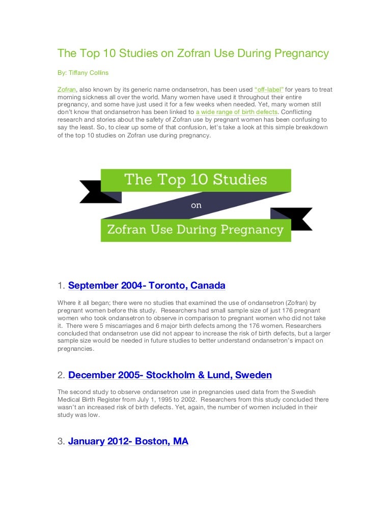 The Top 10 Studies on Zofran Use During Pregnancy