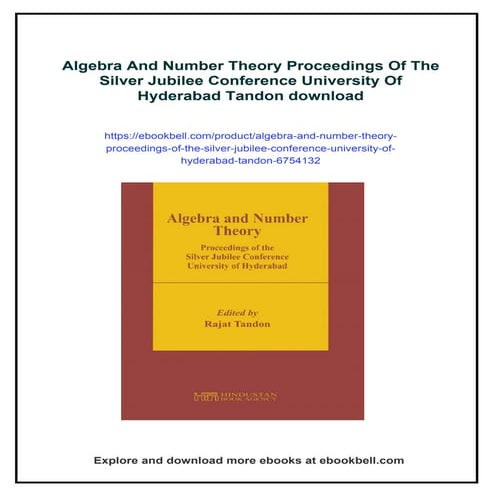 Algebra And Number Theory Proceedings Of The Silver Jubilee Conference ...