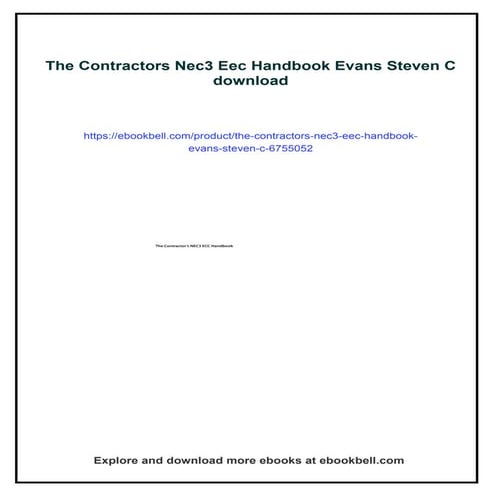 The Contractors Nec3 Eec Handbook Evans Steven C