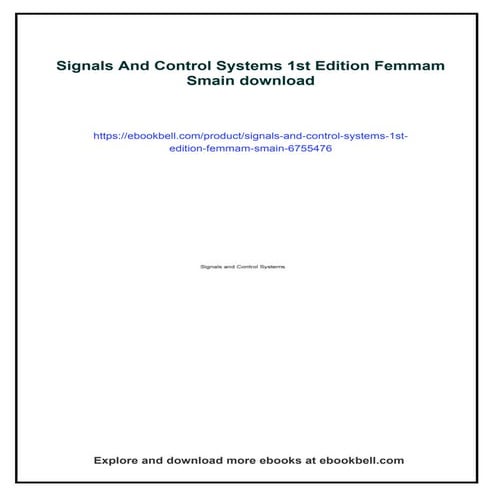 Signals And Control Systems 1st Edition Femmam Smain