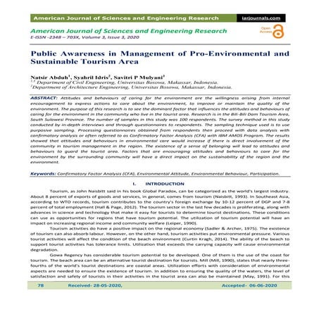 Public Awareness in Management of Pro-Environmental and Sustainable Tourism Area