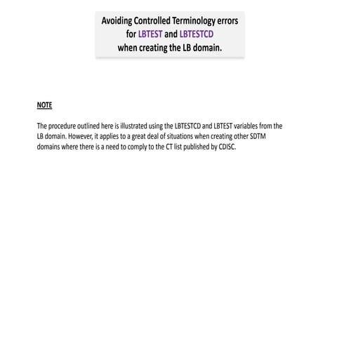 Solving the CT problem for LBTESTCD and LBTEST values