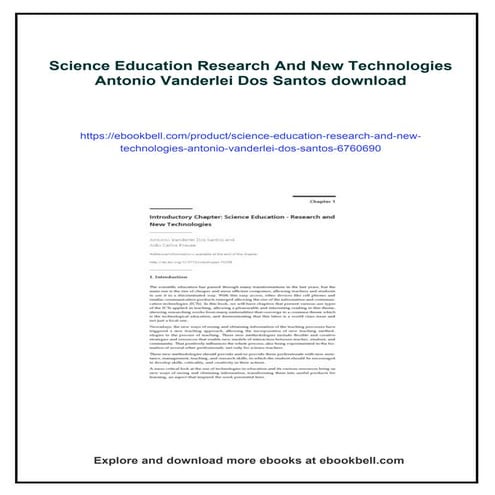 Science Education Research And New Technologies Antonio Vanderlei Dos Santos