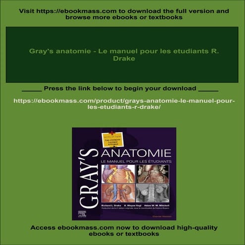 Gray's anatomie - Le manuel pour les etudiants R. Drake | PDF