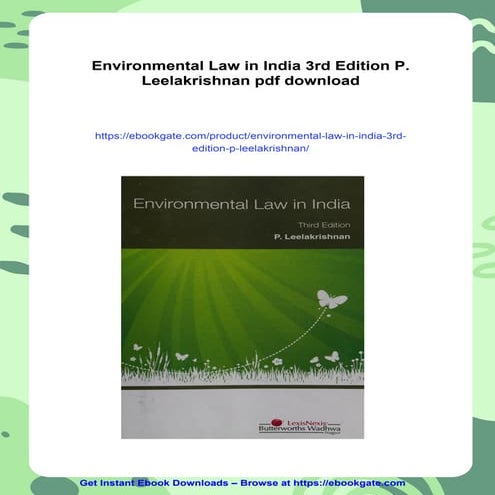 Environmental Law in India 3rd Edition P. Leelakrishnan | PDF