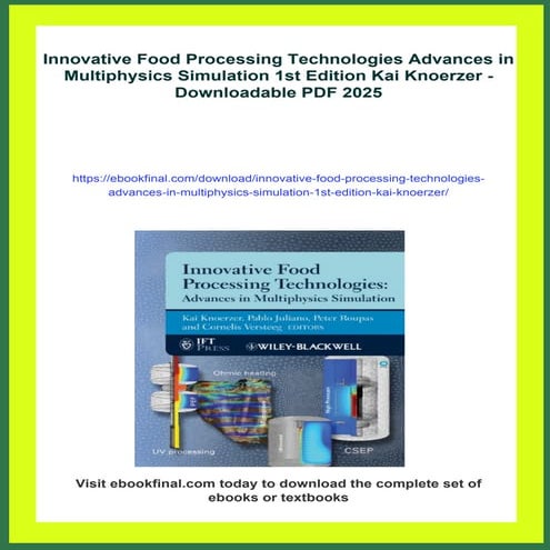 Innovative Food Processing Technologies Advances in Multiphysics ...