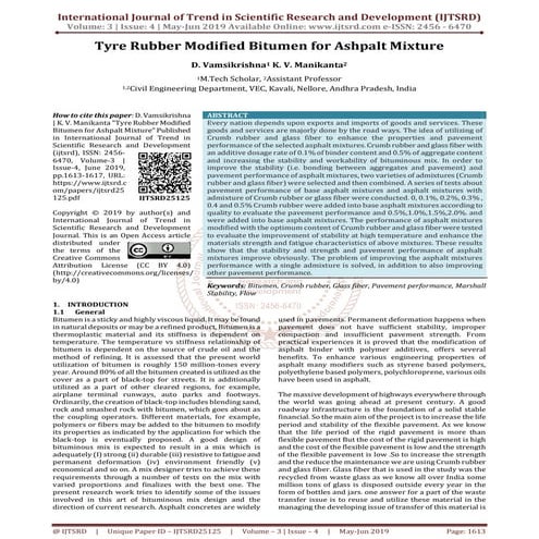 Tyre Rubber Modified Bitumen for Ashpalt Mixture