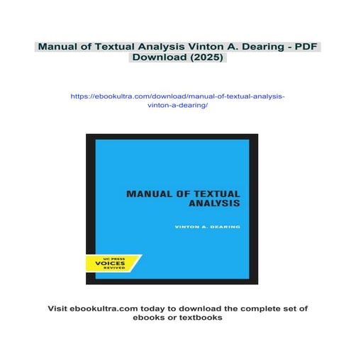Manual of Textual Analysis Vinton A. Dearing | PDF