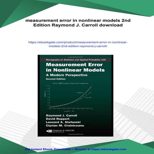 measurement error in nonlinear models 2nd Edition Raymond J. Carroll