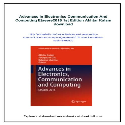 Advances In Electronics Communication And Computing Etaeere2016 1st ...