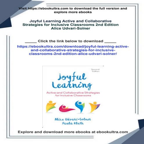 Joyful Learning Active and Collaborative Strategies for Inclusive Classrooms ...
