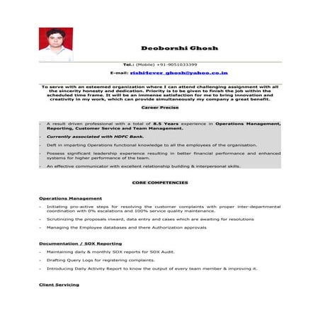 Deoborshi Ghosh-Job Profile