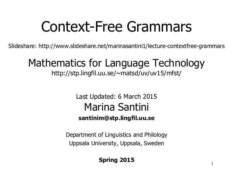 Lecture ContextFree Grammars