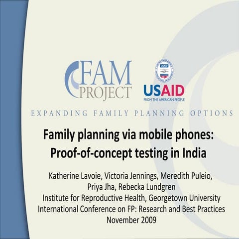 Family planning via mobile phones: Proof-of-concept testing in India (CycleTel)