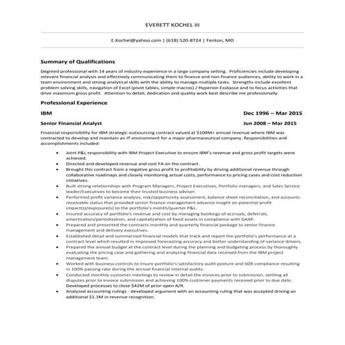 EVERETT KOCHEL III Resume