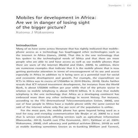 Mobile phones for development in Africa