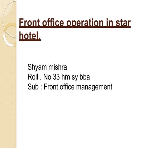 33 Front office operation in star hotel.pptx